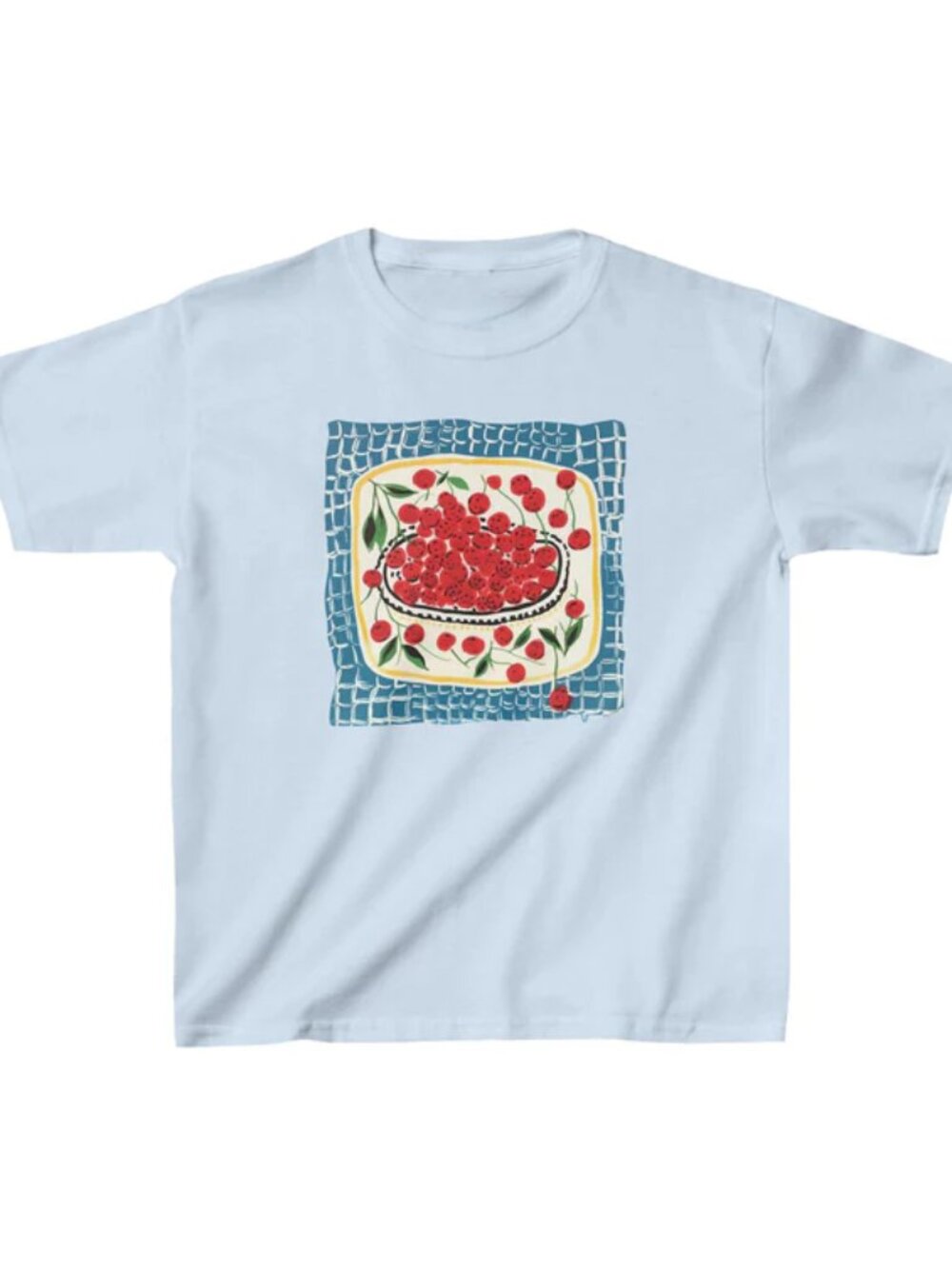Picnic Cherries Baby Tee 🍒🧺✨ | Sweet Summer Fruit Crop Top